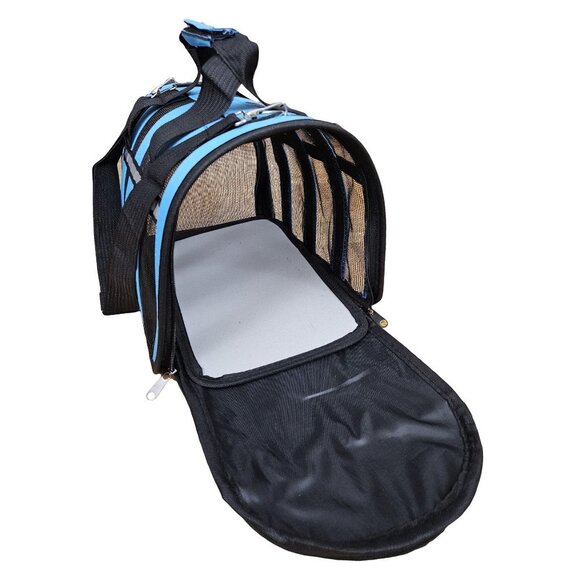 Pet Carrier, Blue Stripe - Picture 2 of 7